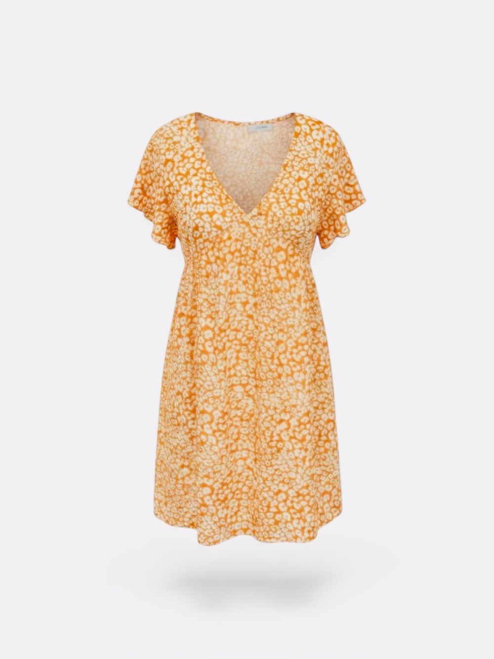 Women’s Sunny Yellow Leopard-Print V-Neck Mini Dress - Small, New (Never Worn)